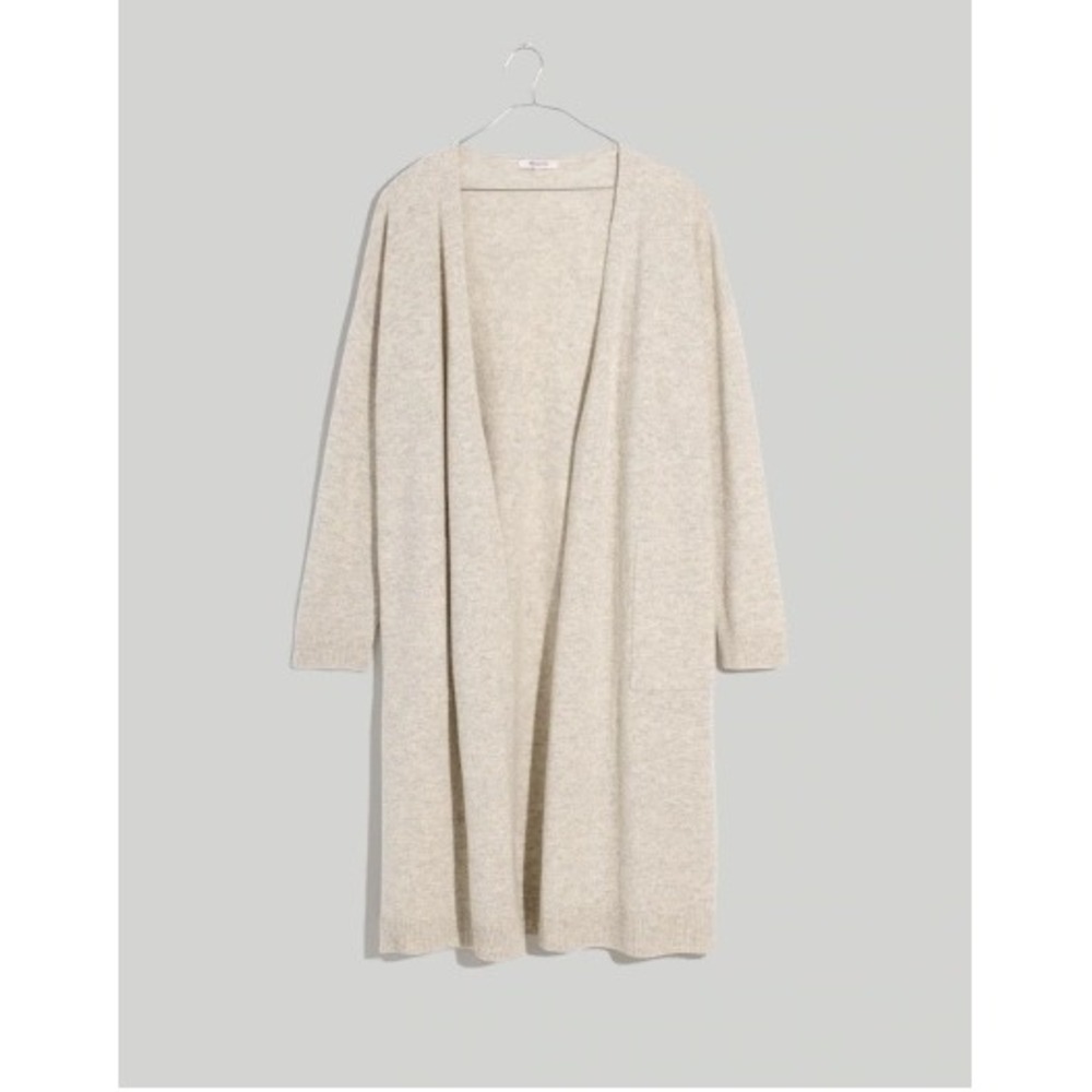 Madewell Duster Cardigan Sweater Heather Gray Wool Blend Longline Pockets XXS